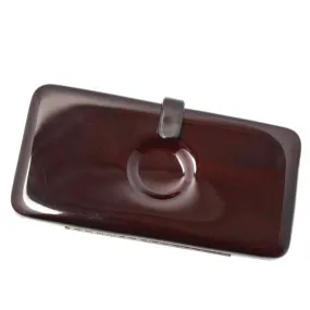 1960s Italian Mod Dark Brown Lucite Clutch with Circle Indent