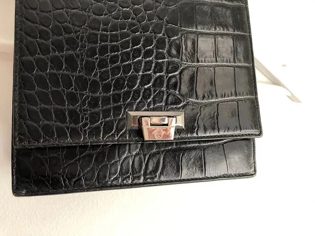 1980s GIANNI VERSACE CROCODILE PRINT LEATHER TOTE MINI BAG