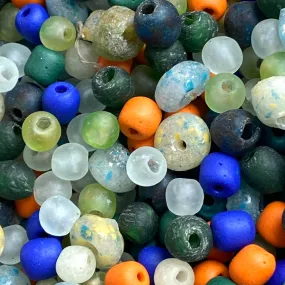 250 Mixed Rustic Recycled Glass African Beads, Various Styles, Colors, Sizes, from Ghana  #GH-828