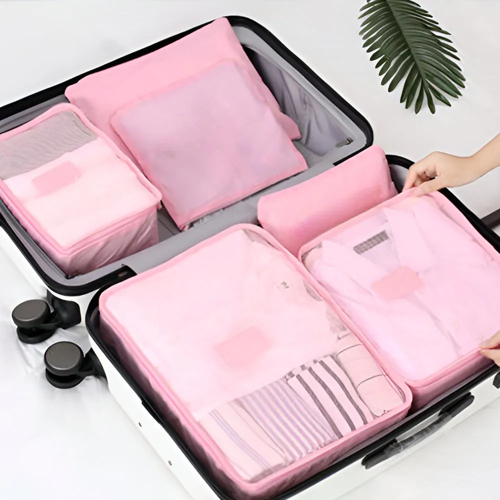 6 Piece Portable Waterproof Travel Bag Set F55-8-1574 Pink