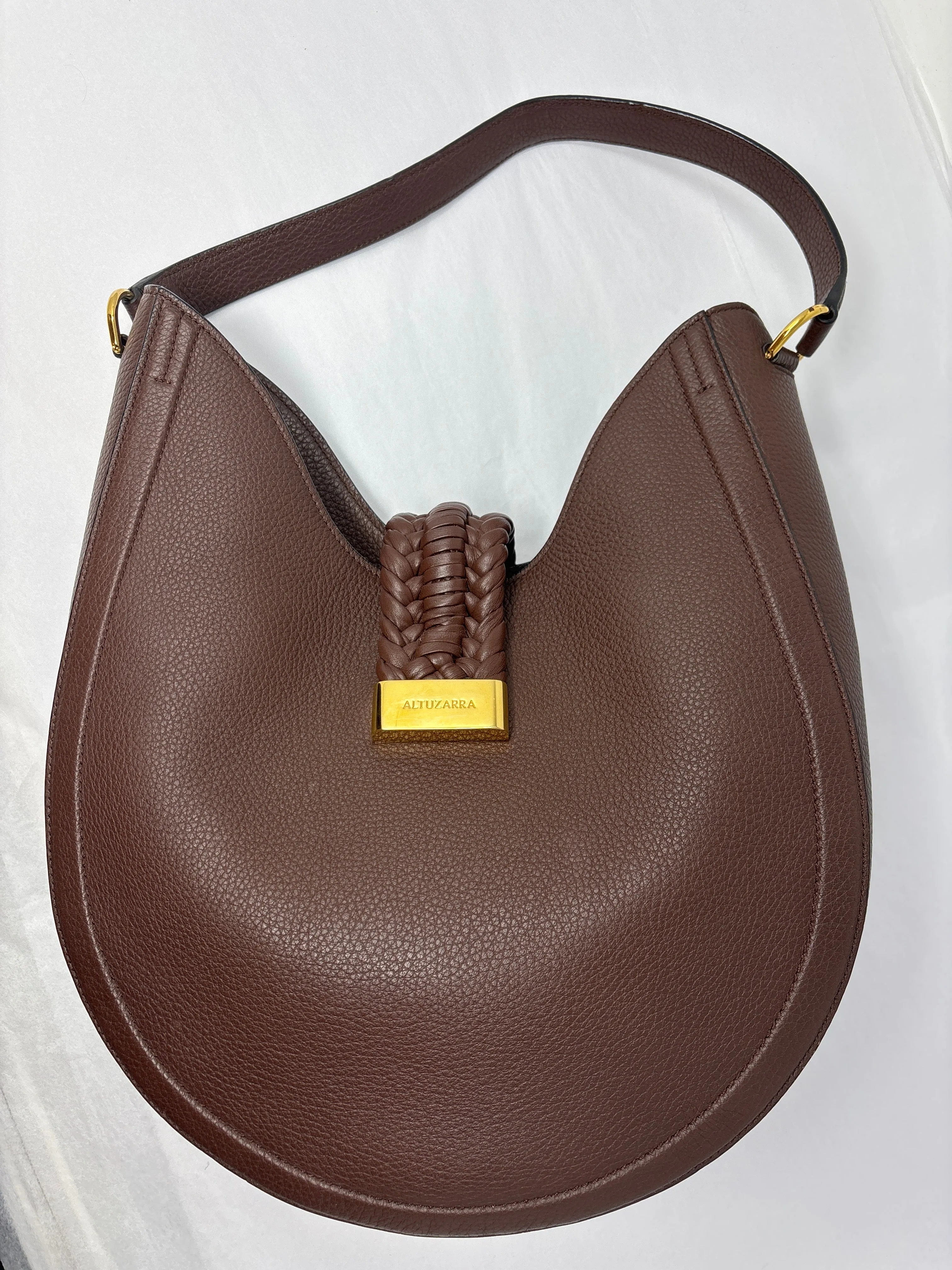 Altuzarra brown leather shoulder bag with long leather braided  tassle