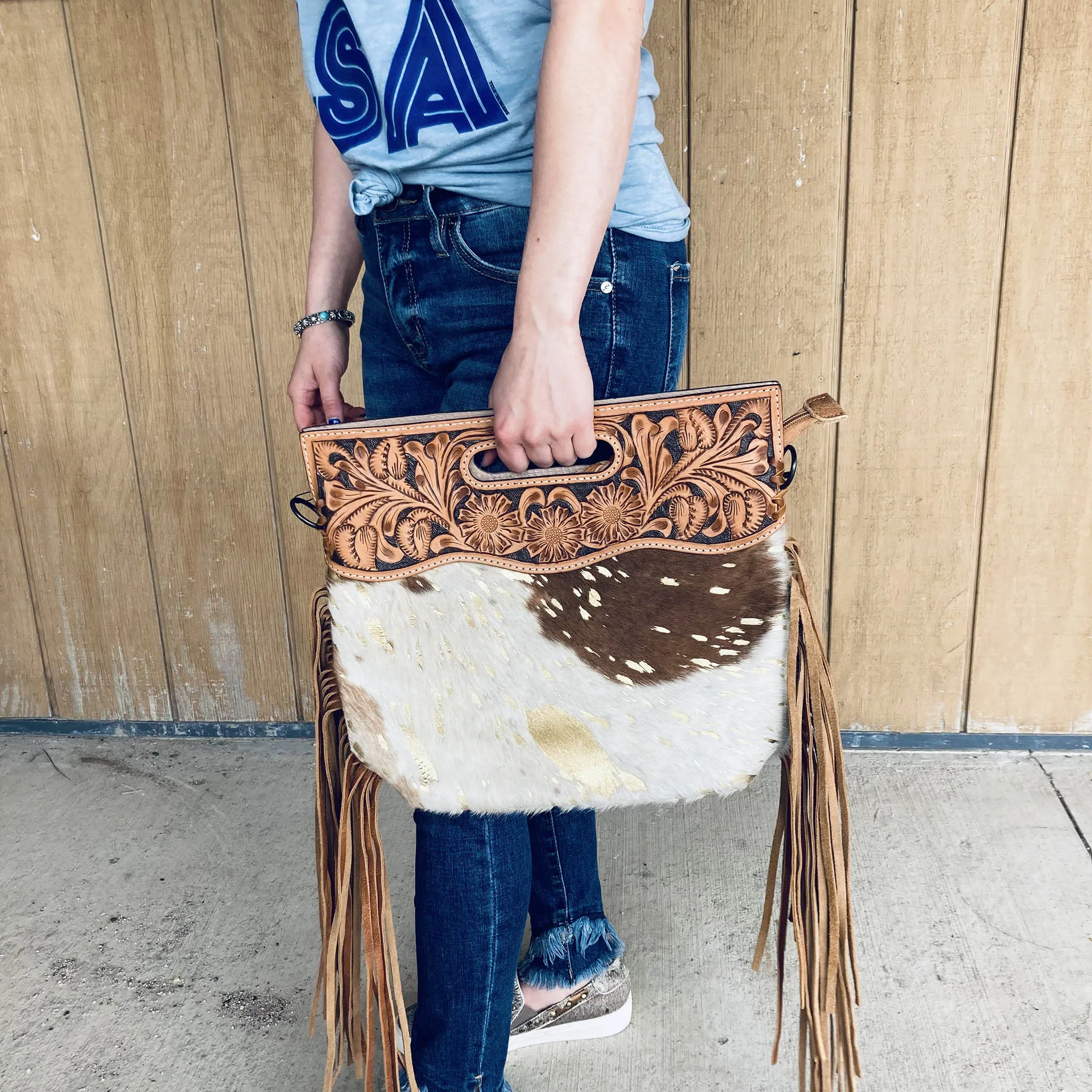 American Darling Cowhide/Fringe Purse