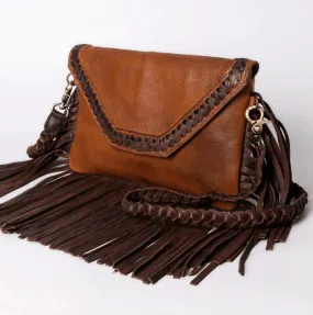 American Darling Leather Two-Tone Fringe Clutch Purse ADBGM298A