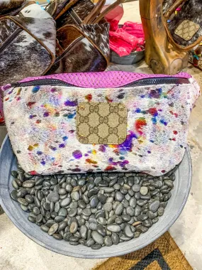 Annalise G Upcycled Leopard Cowhide Bum Bag - Rainbow Leopard