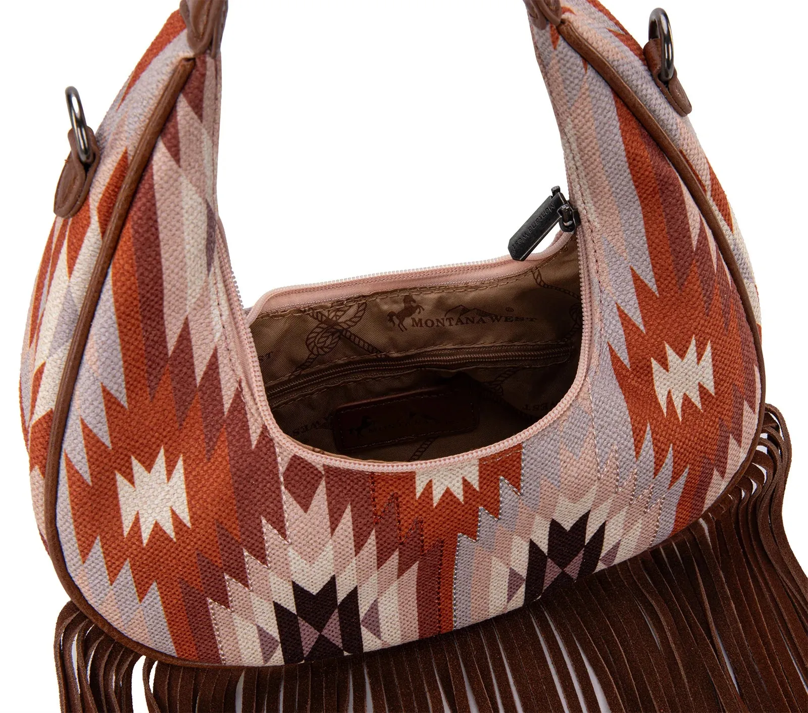 Aztec Fringe Hobo - Brown