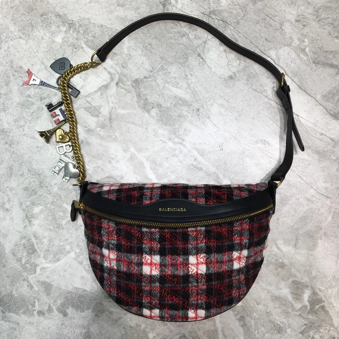 Balen Souvenir XXS Belt Bag In Checkered Red, For Women,  Bags 11.8in/30cm