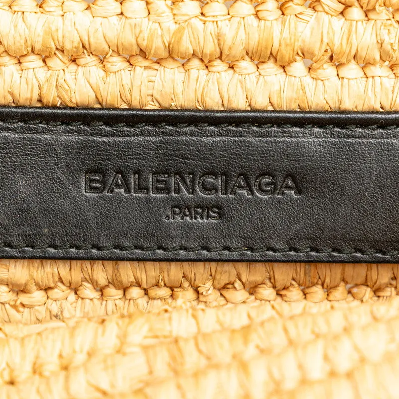 Balenciaga Raffia Leather Clutch Bag Beige Brown