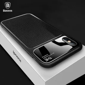 Baseus Luxury Phone Case For iPhone X 10 Capinhas Soft TPU & Glass Back Cover Fitted Case For iPhone 8 7 Plus Coque Fundas