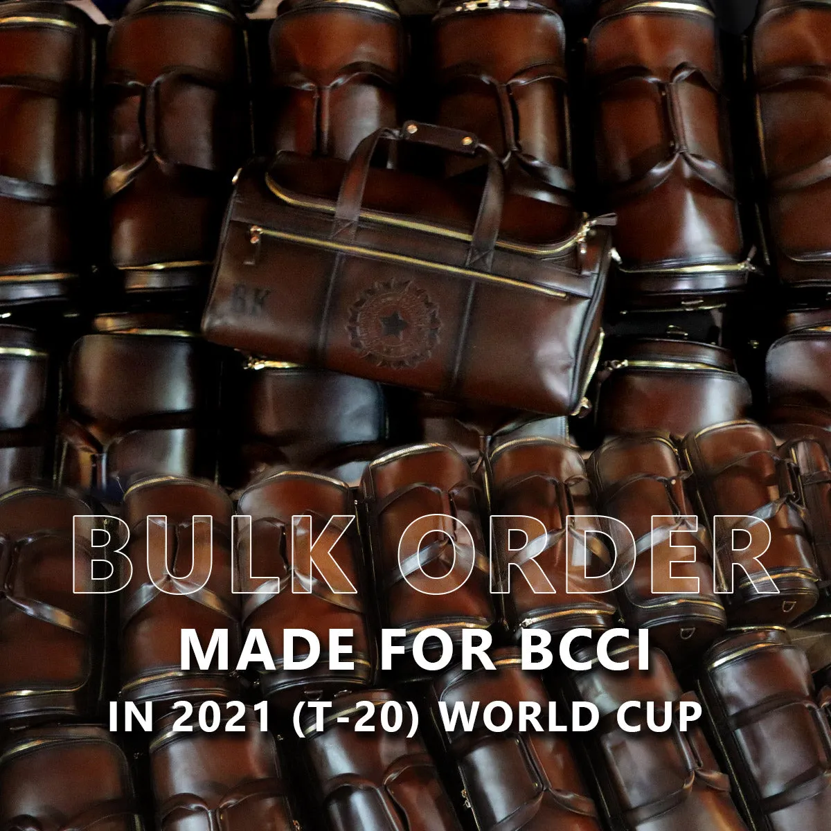 BCCI in 2021 (T-20) World Cup Corporate Gifting Bulk Order  Dark Brown Embossed Initial Backpack and Duffle Bag (Reference Price for 1 Unit)