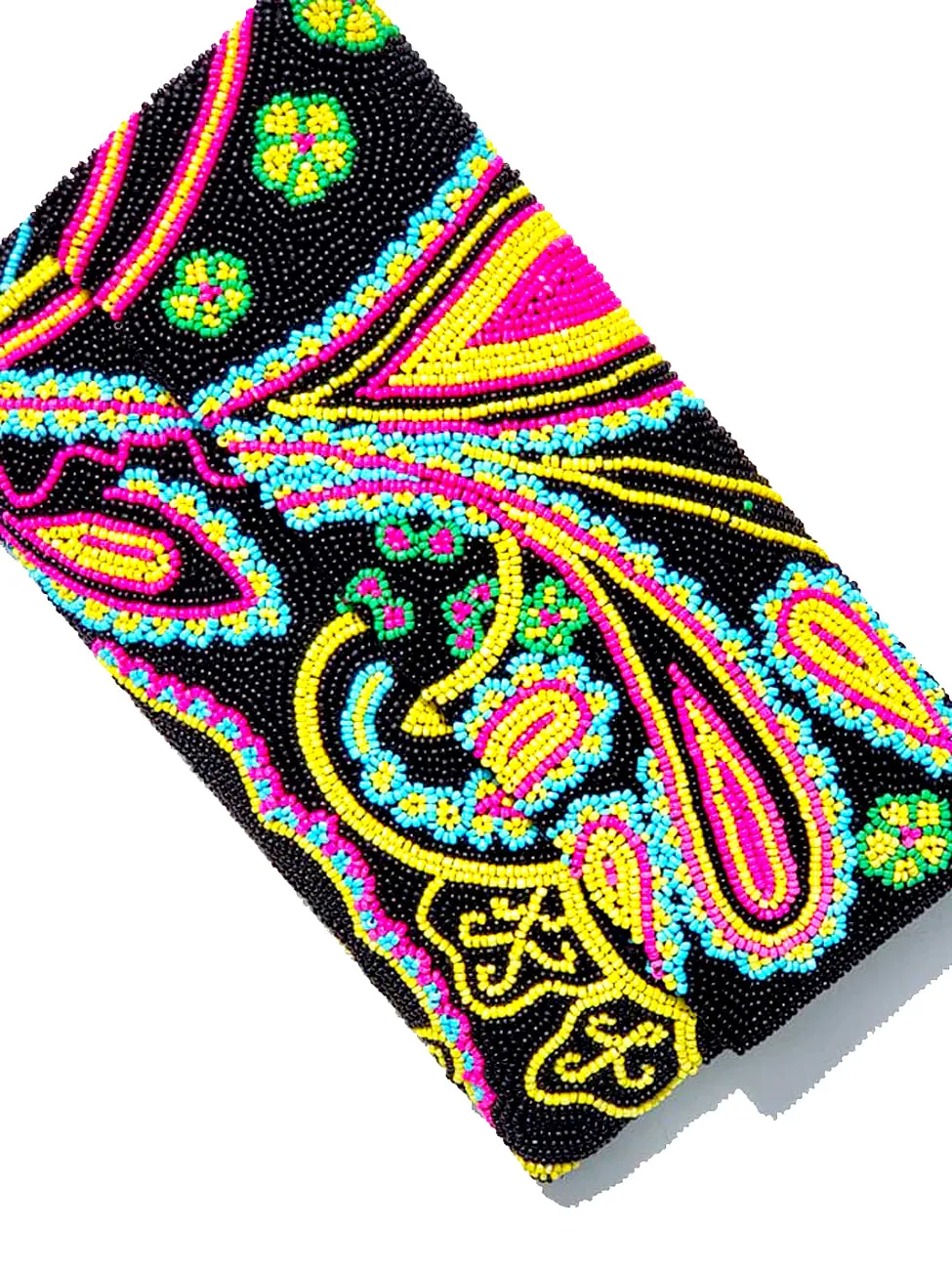 Beaded Envelope Evening Bag Bright Paisley