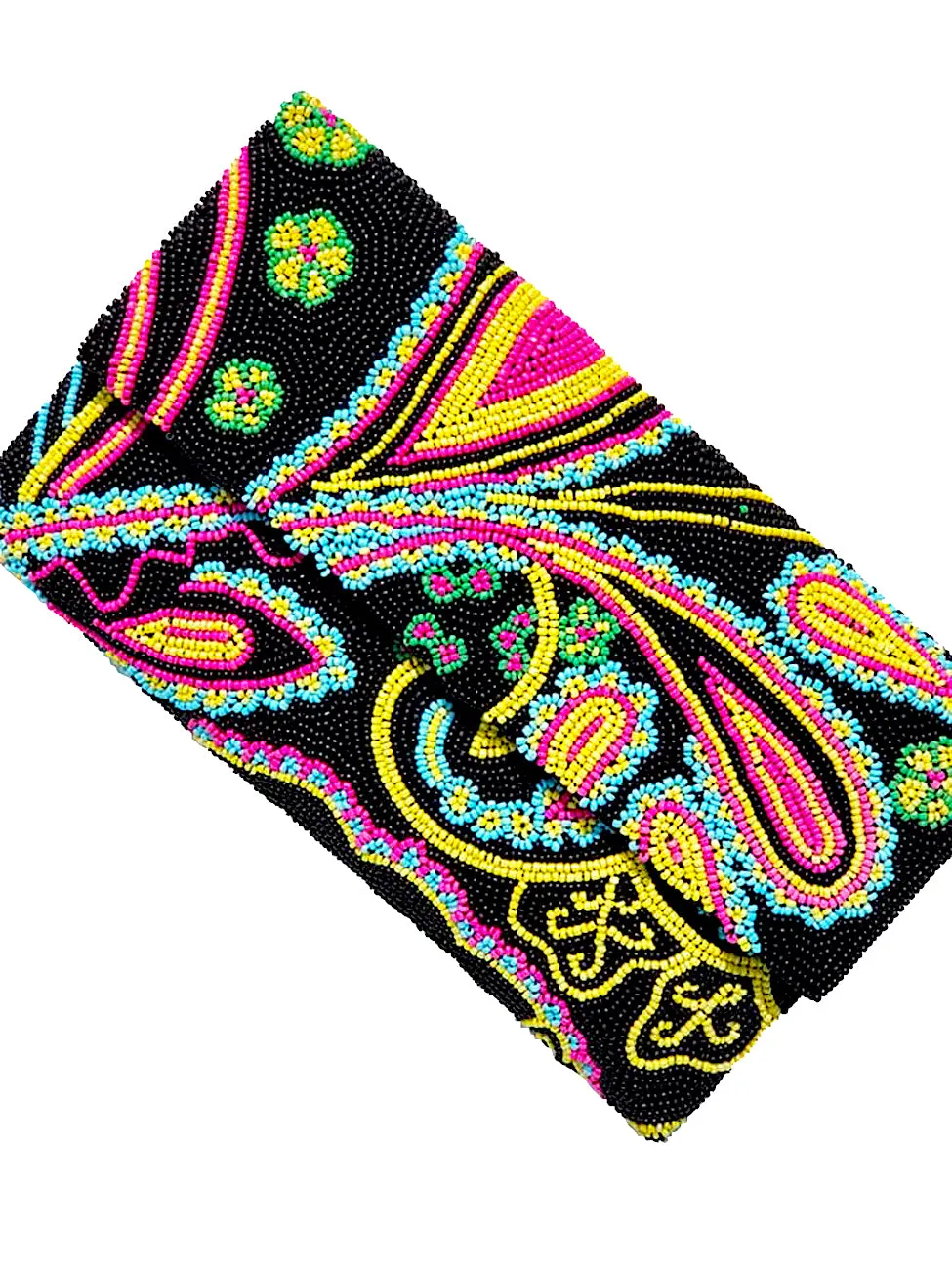 Beaded Envelope Evening Bag Bright Paisley