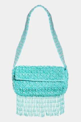 Beaded Fringe Baguette Bag