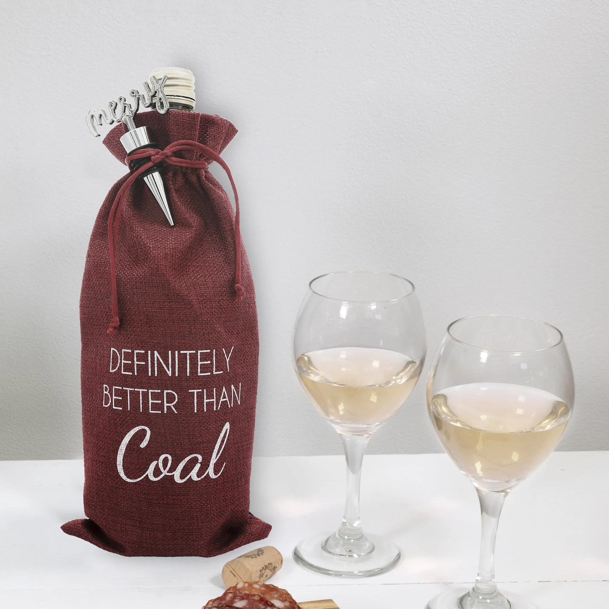 Better Than Coal 13" Wine Gift Bag Set