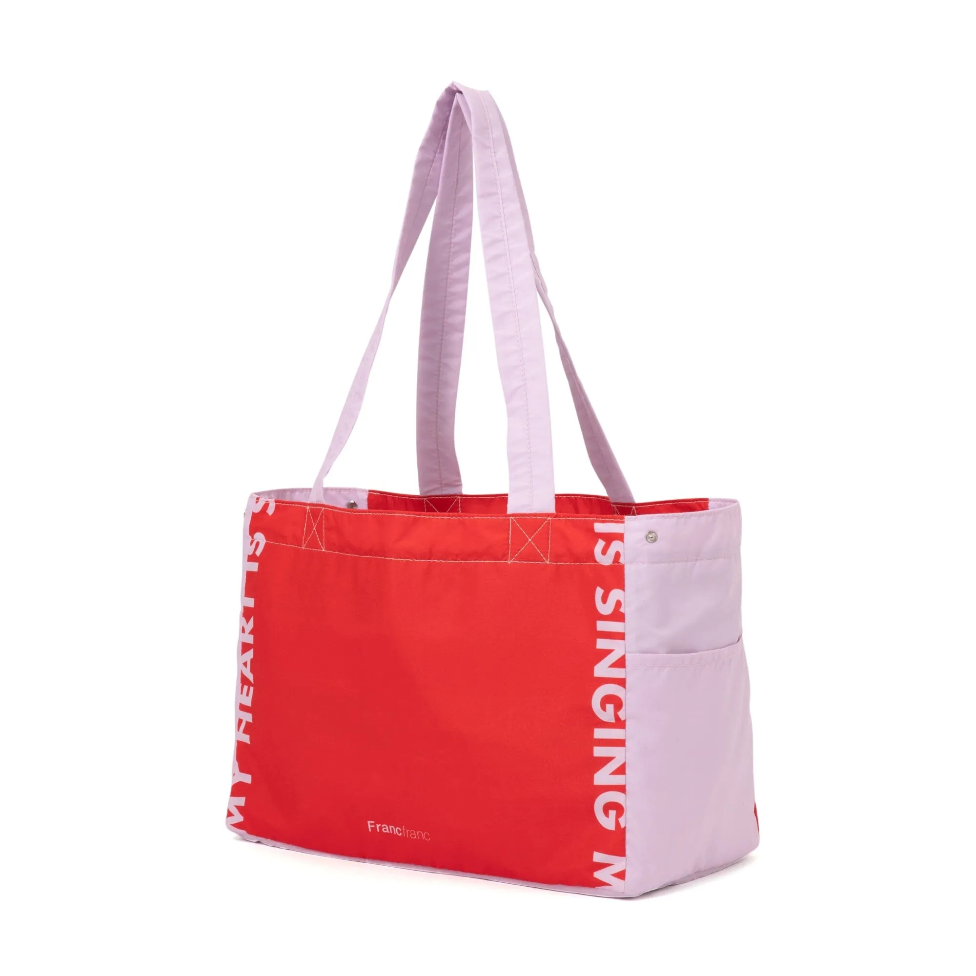 Bicolor Cooler Basket Bag  Red