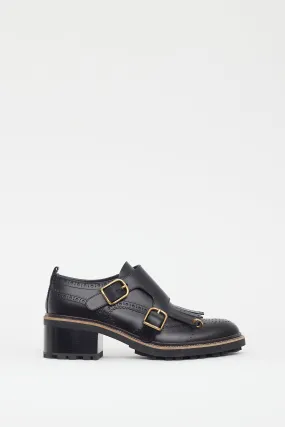 Black Leather Fringe Loafer