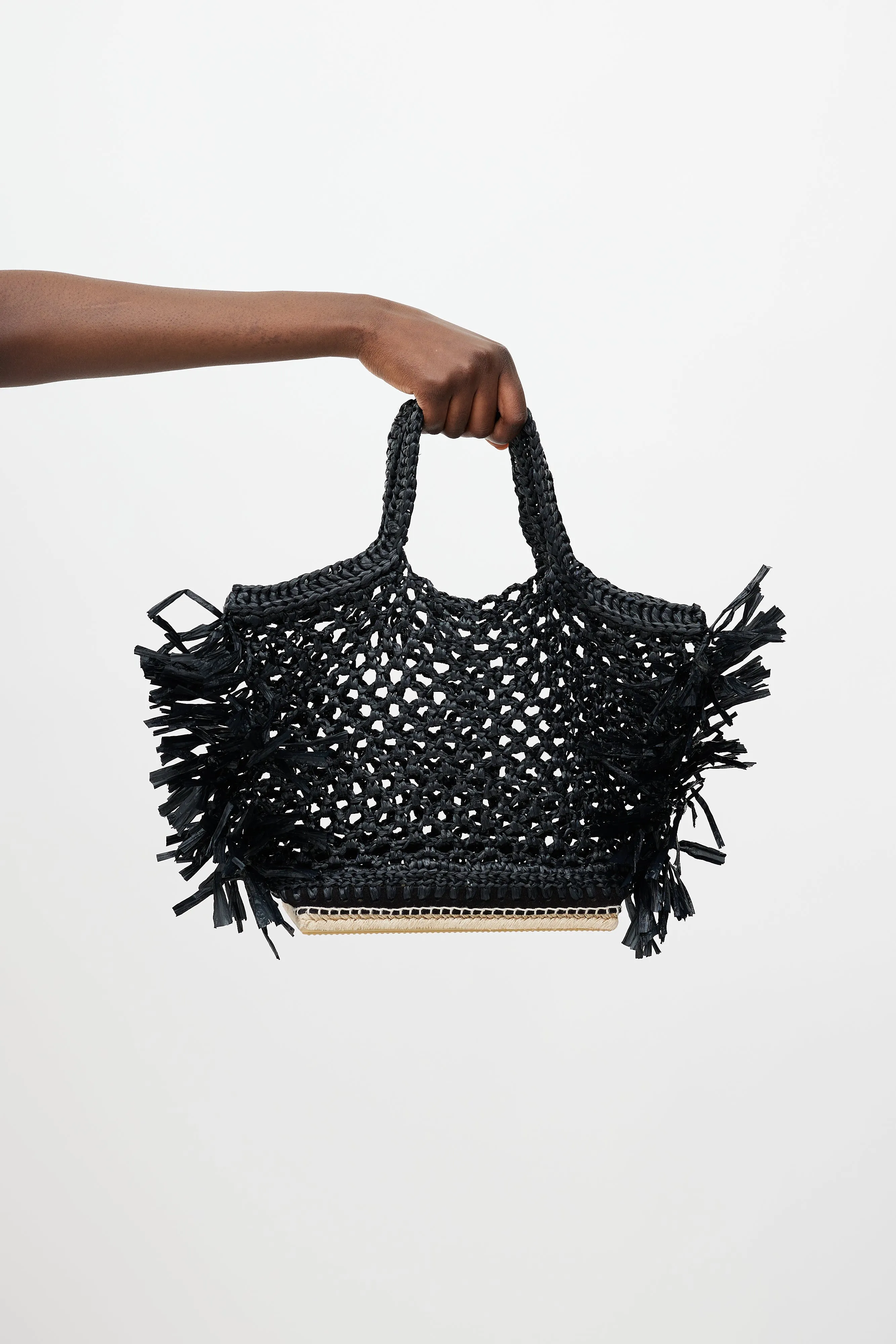 Black Raffia Espadrille Tote Bag