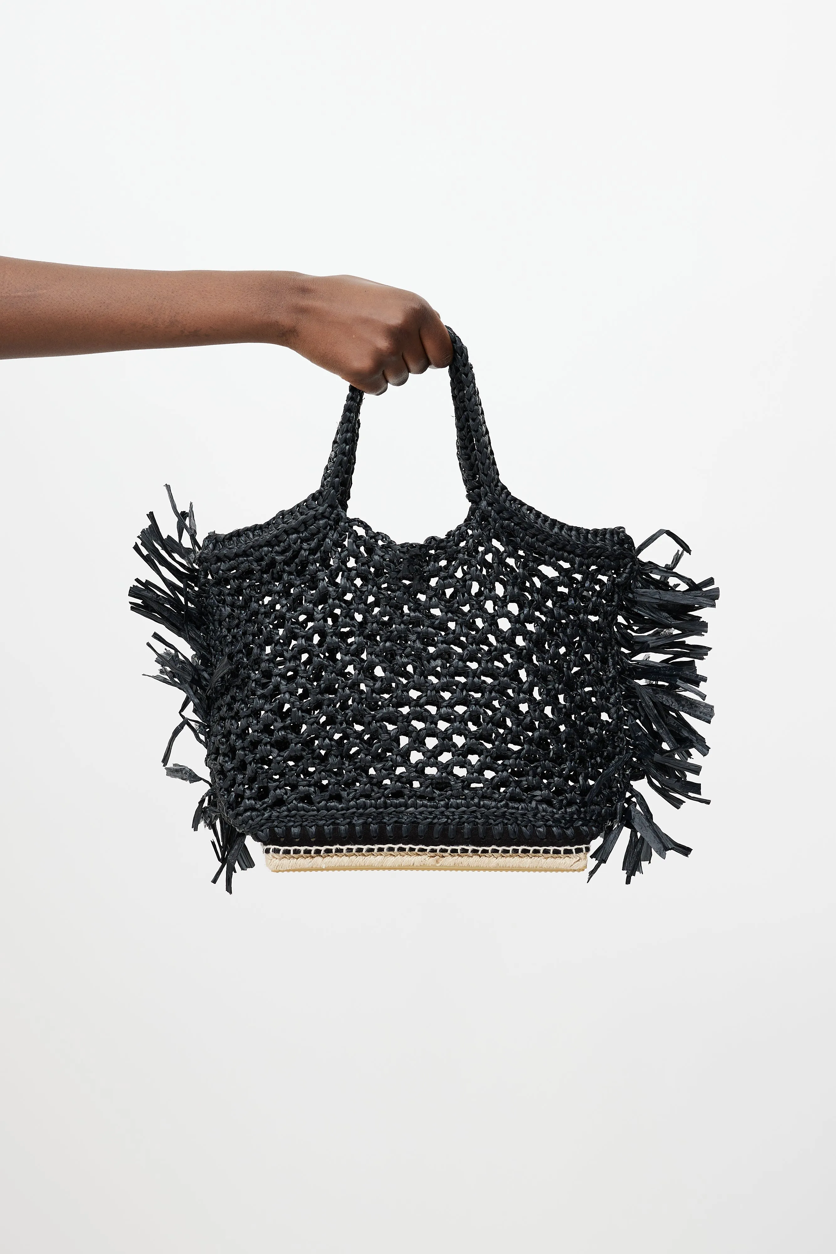 Black Raffia Espadrille Tote Bag