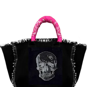 Black Skull Fringe Canvas Bag