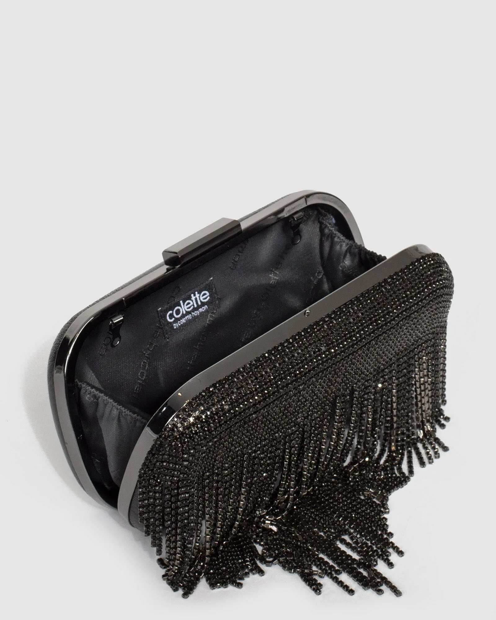 Black Tahlia Fringe Clutch Bag