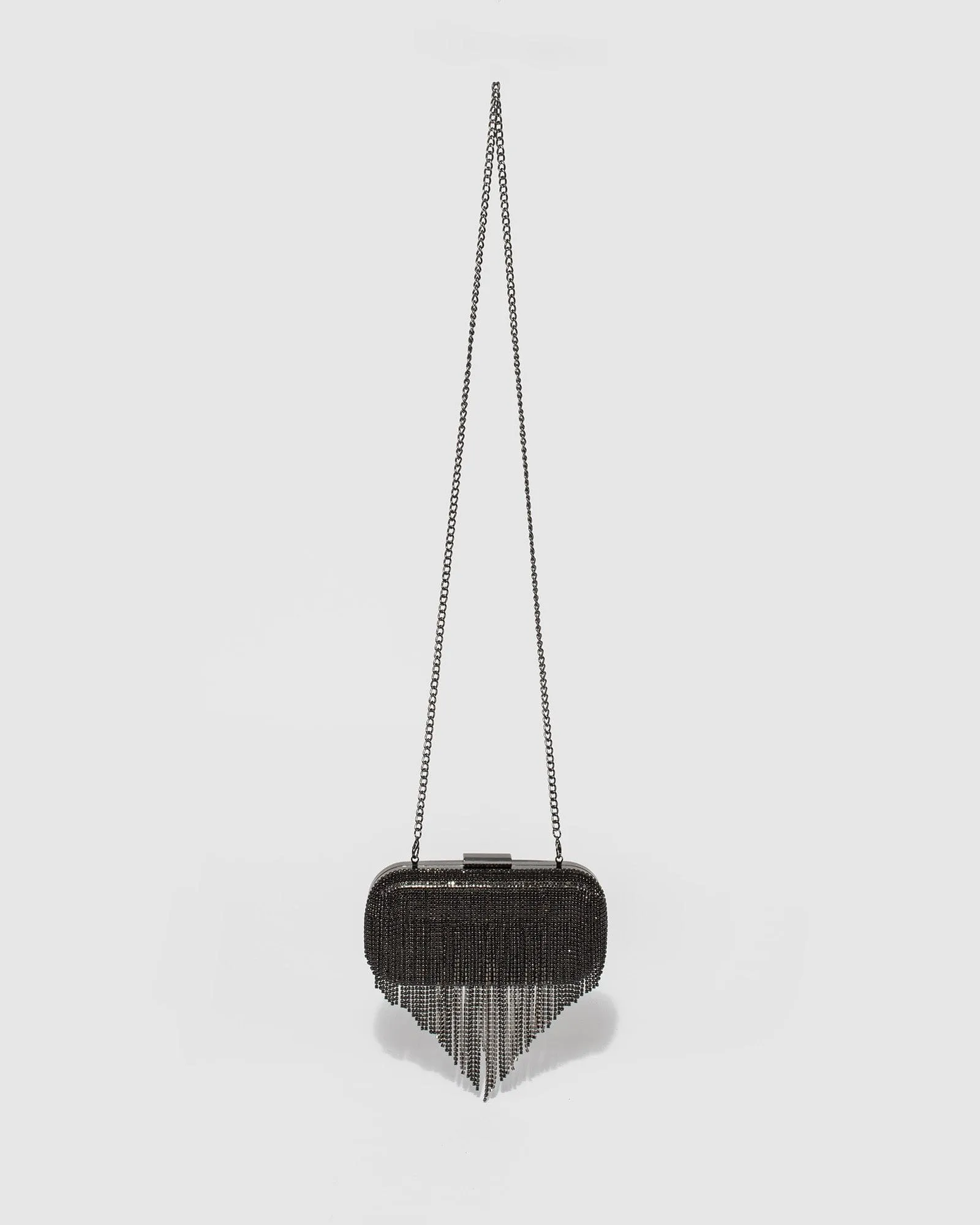 Black Tahlia Fringe Clutch Bag