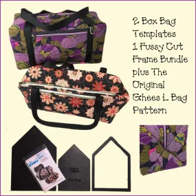 Box Bag 2 Templates, 1 Fussy Cut Frame Bundle plus The Original L Bag Pattern