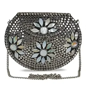 Bridal Women Antique Brass Purse Ethnic Handmade Metal Clutch Bag