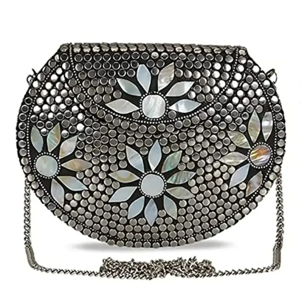 Bridal Women Antique Brass Purse Ethnic Handmade Metal Clutch Bag