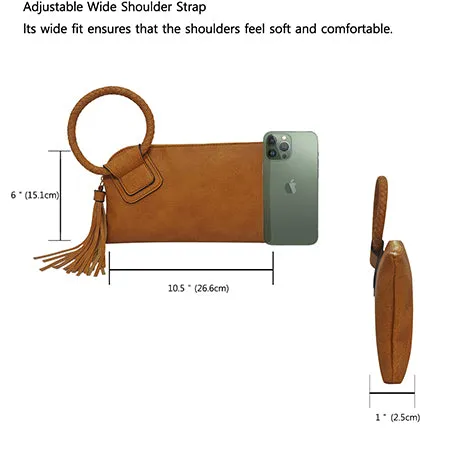 Bronze NGIL Fashion Faux Leather Mini Purse With Fringe Tassel