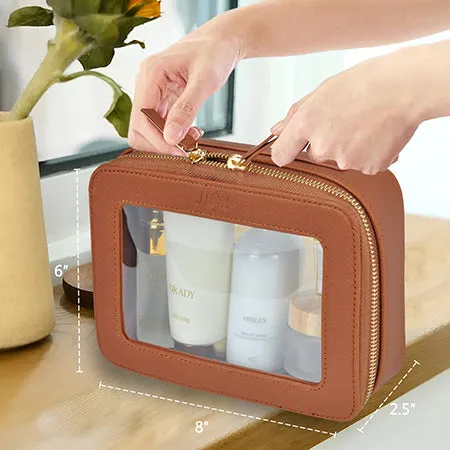 Brown NGIL Clear Faux Leather Toiletry Bag