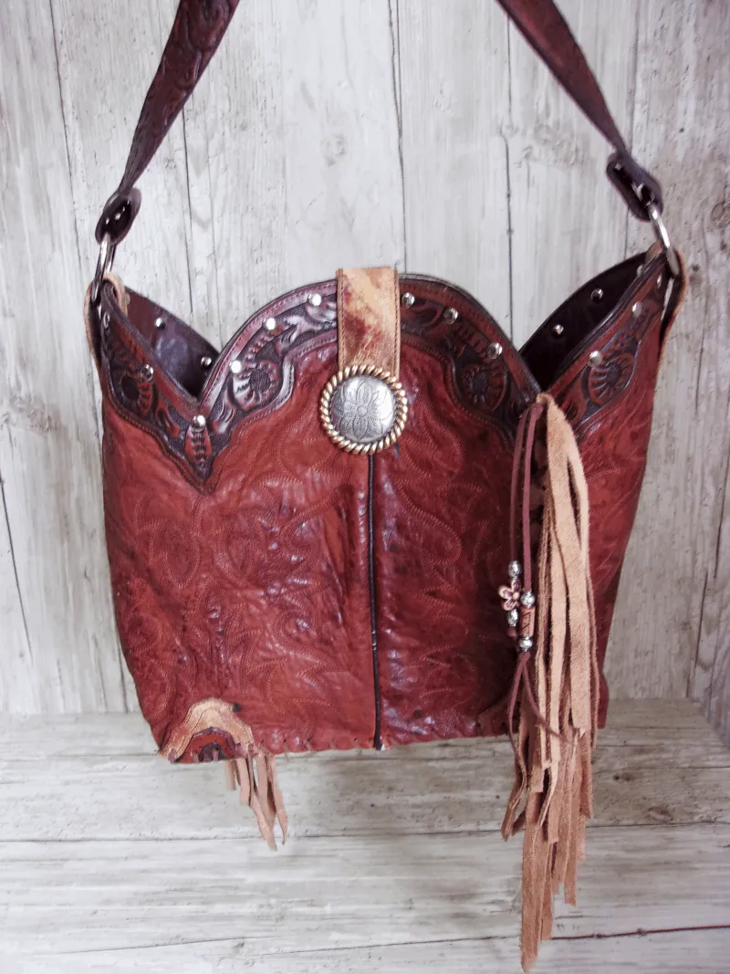 Bucket Bag Cowboy Boot Fringe Purse BK84