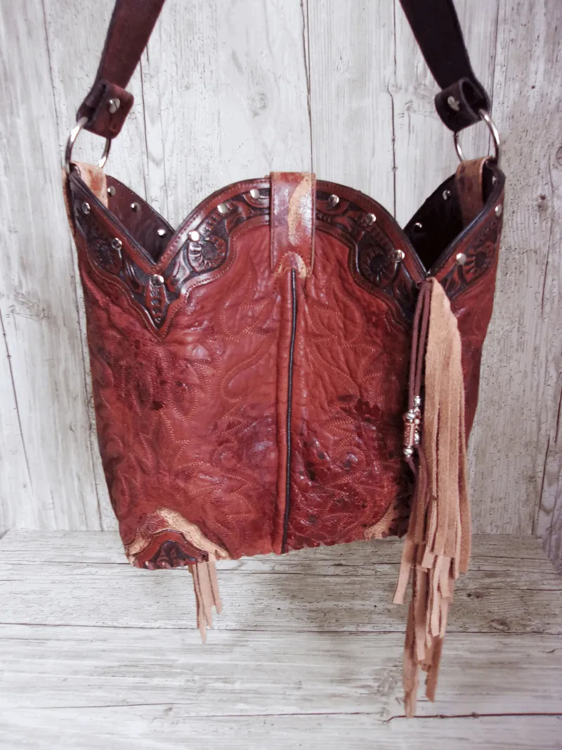 Bucket Bag Cowboy Boot Fringe Purse BK84