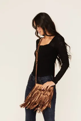 Camarillo Metallic Fringe Suede Crossbody Bag