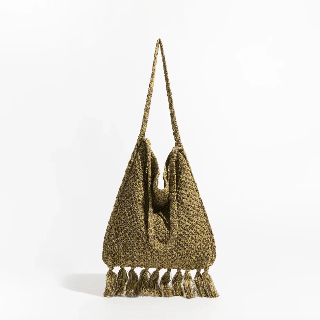 Caris Fringe Tassel Bohemian Knit Hobo Bag