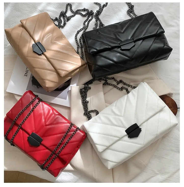 Chain Crossbody Purse | Ladies Designer Handbags | Leather Clutch