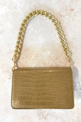 Chantel Chain Link Shoulder Bag Olive