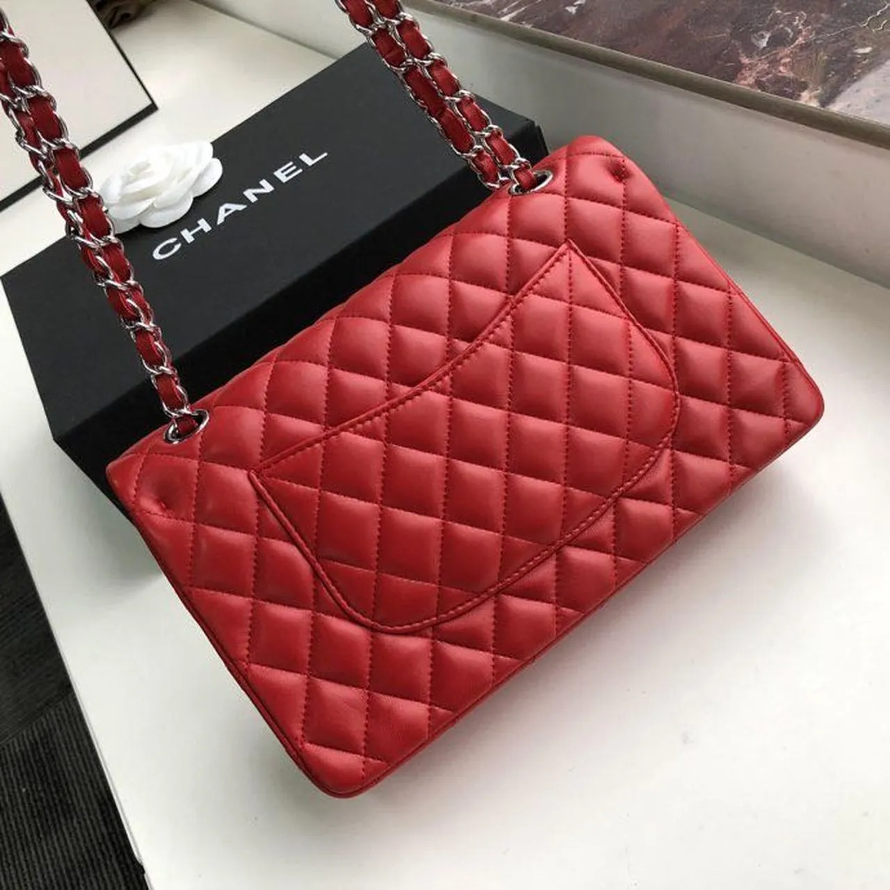 CHL Classic HandBag Red For Women 9.9in/25.5cm A01112