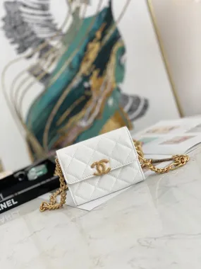 CHLMini Flap Bag Gold Toned Hardware White For Women 4.7in/12cm