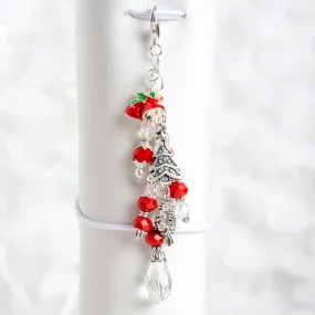 Christmas Planner Charm with Bell, Tree and Wreath Charms and Red Crystal Dangle