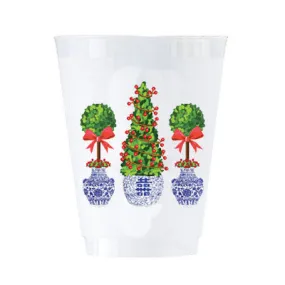 Christmas Topiaries Shatterproof Cups | Set of 8