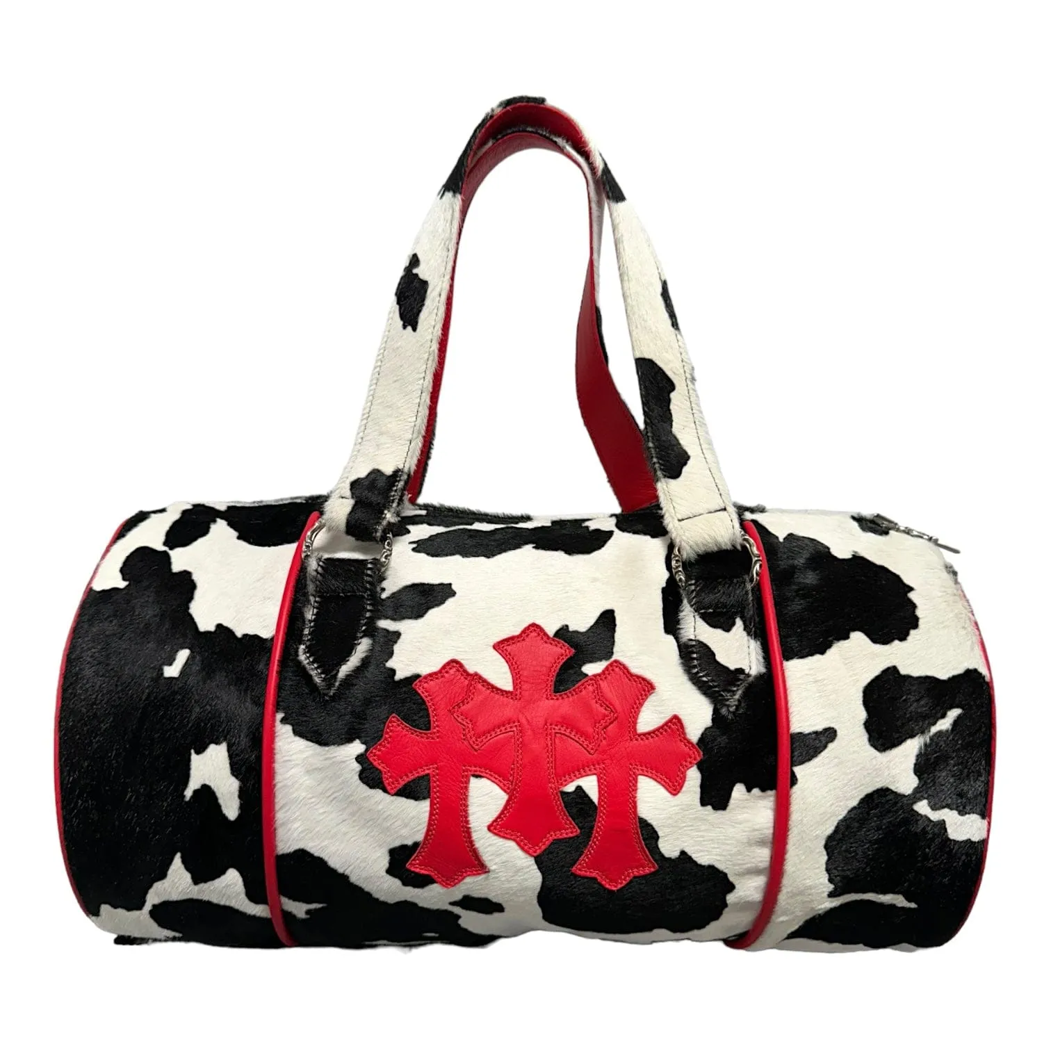 Chrome Hearts Paris Exclusive Cross Patch Boston Duffle Bag Cowhide Red