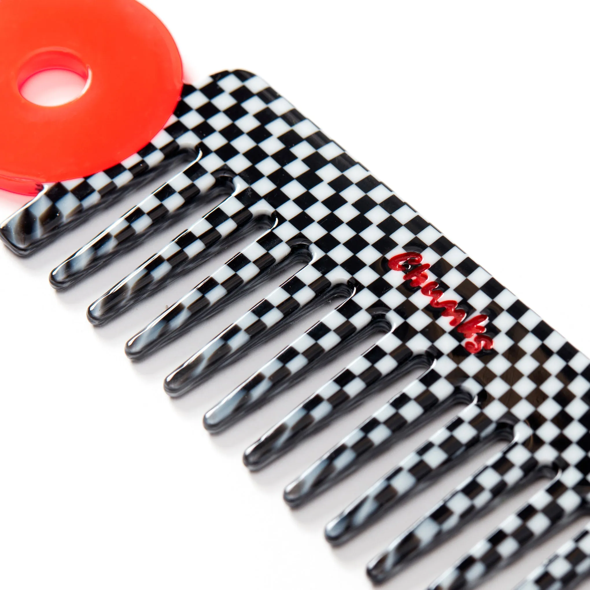 Chunks Wide Tooth Hair Comb - Black/ White/ Red