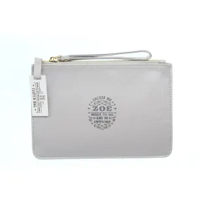 Clutch Bag With Handle & Embossed Text "Zoe"