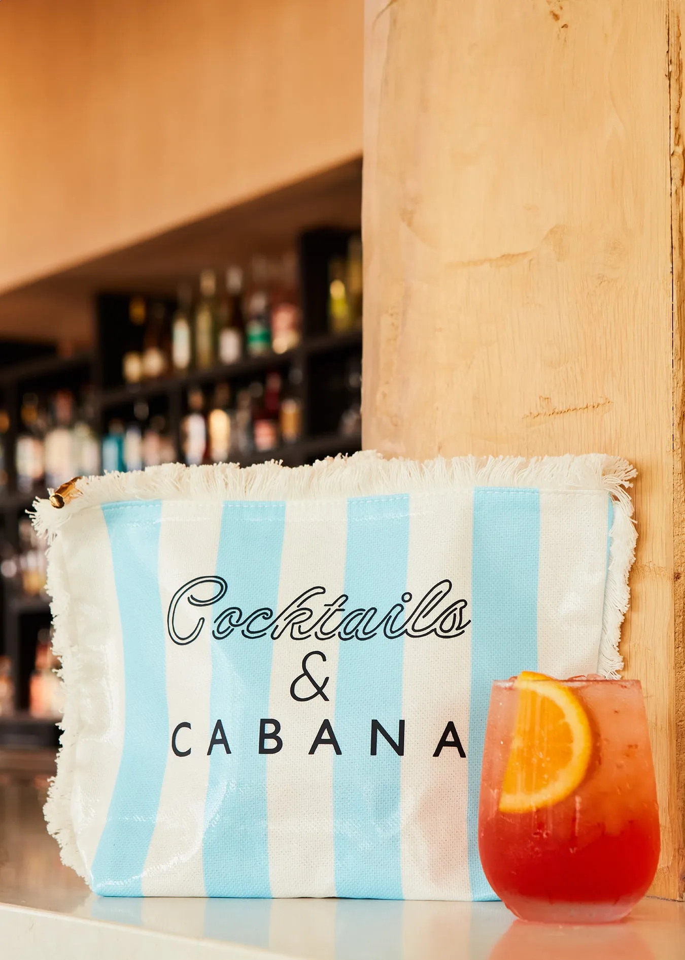 Cocktails & Cabana Striped Accessory Bag