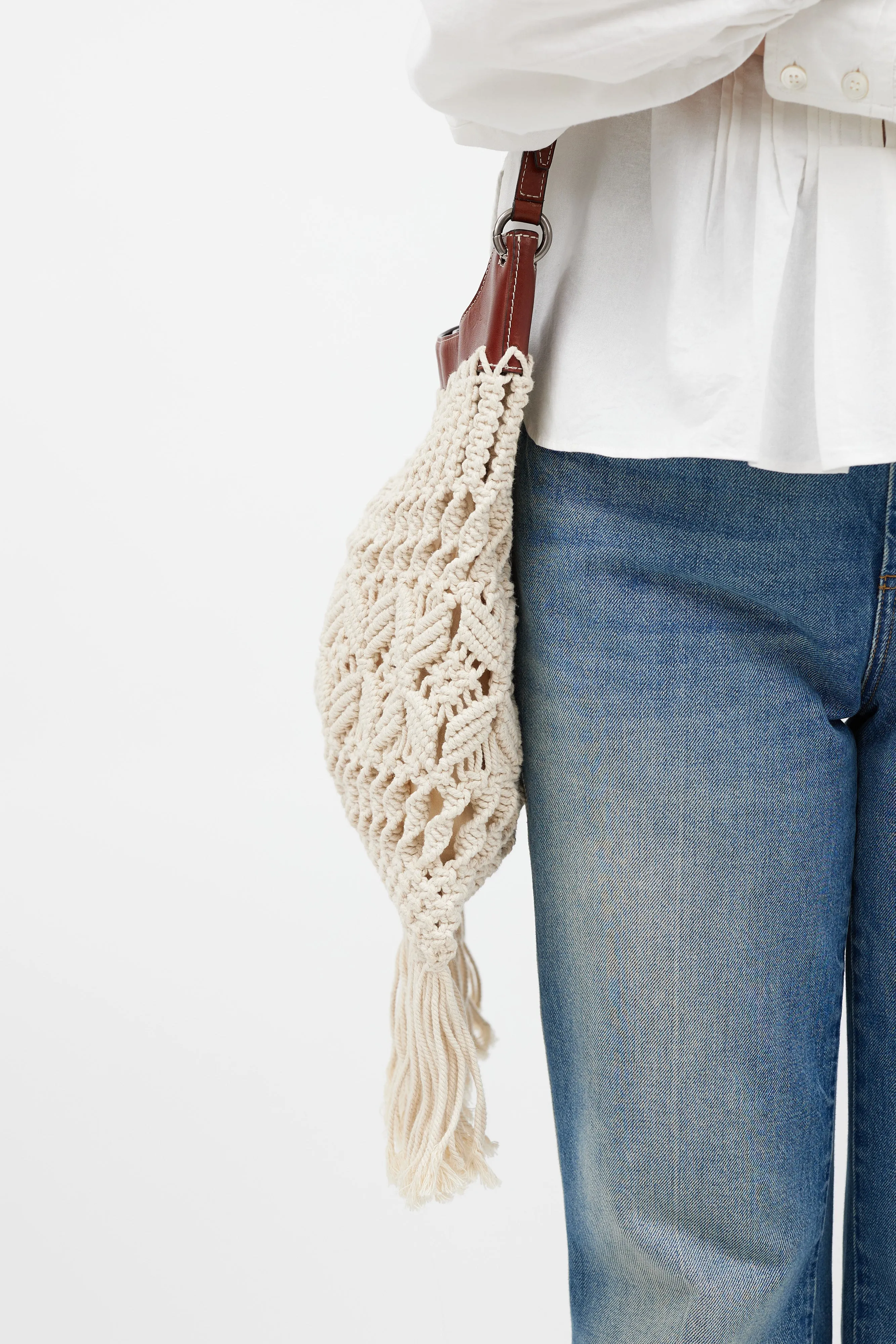 Cream & Brown Teomia Macrame Bag