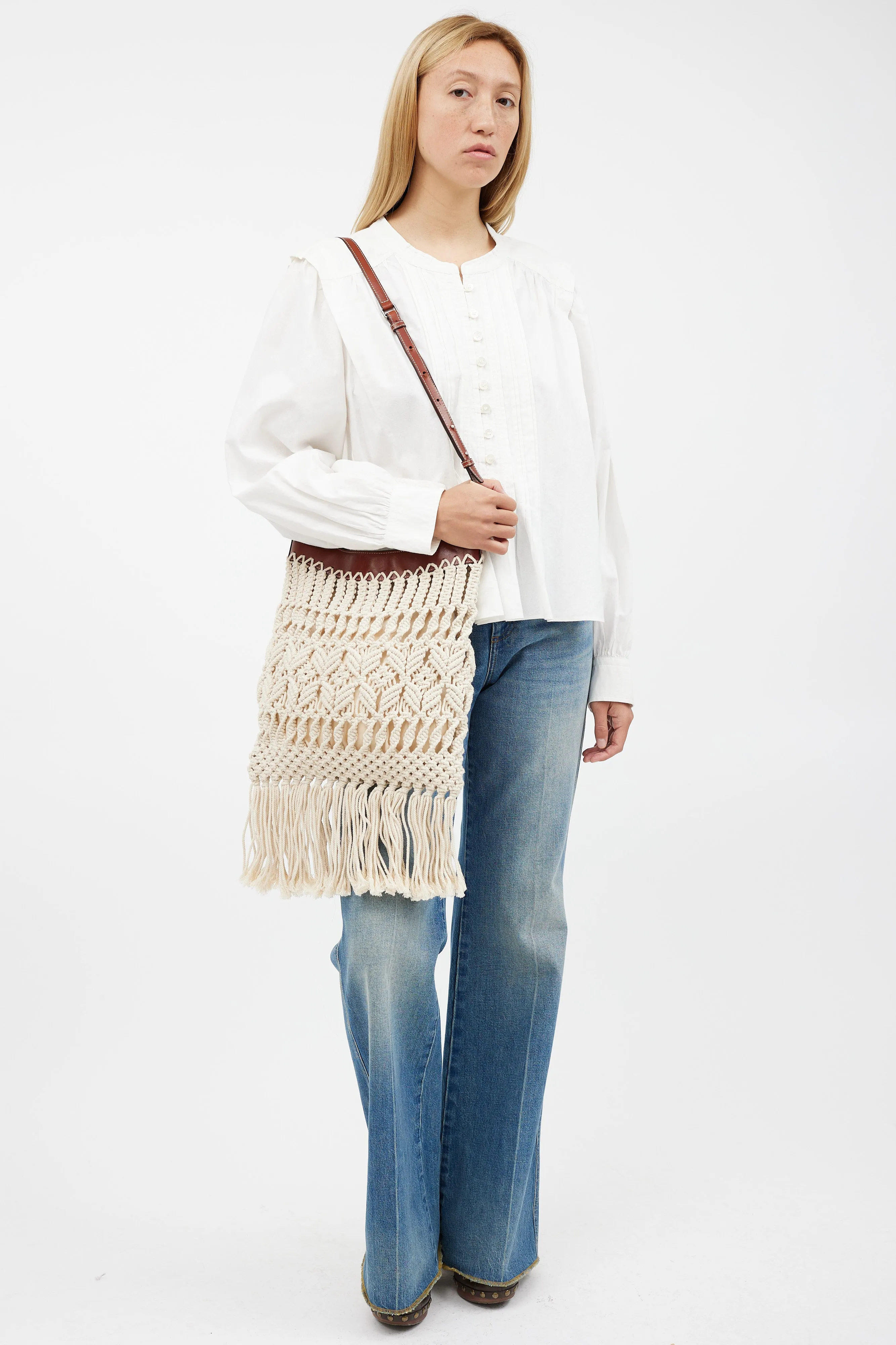 Cream & Brown Teomia Macrame Bag