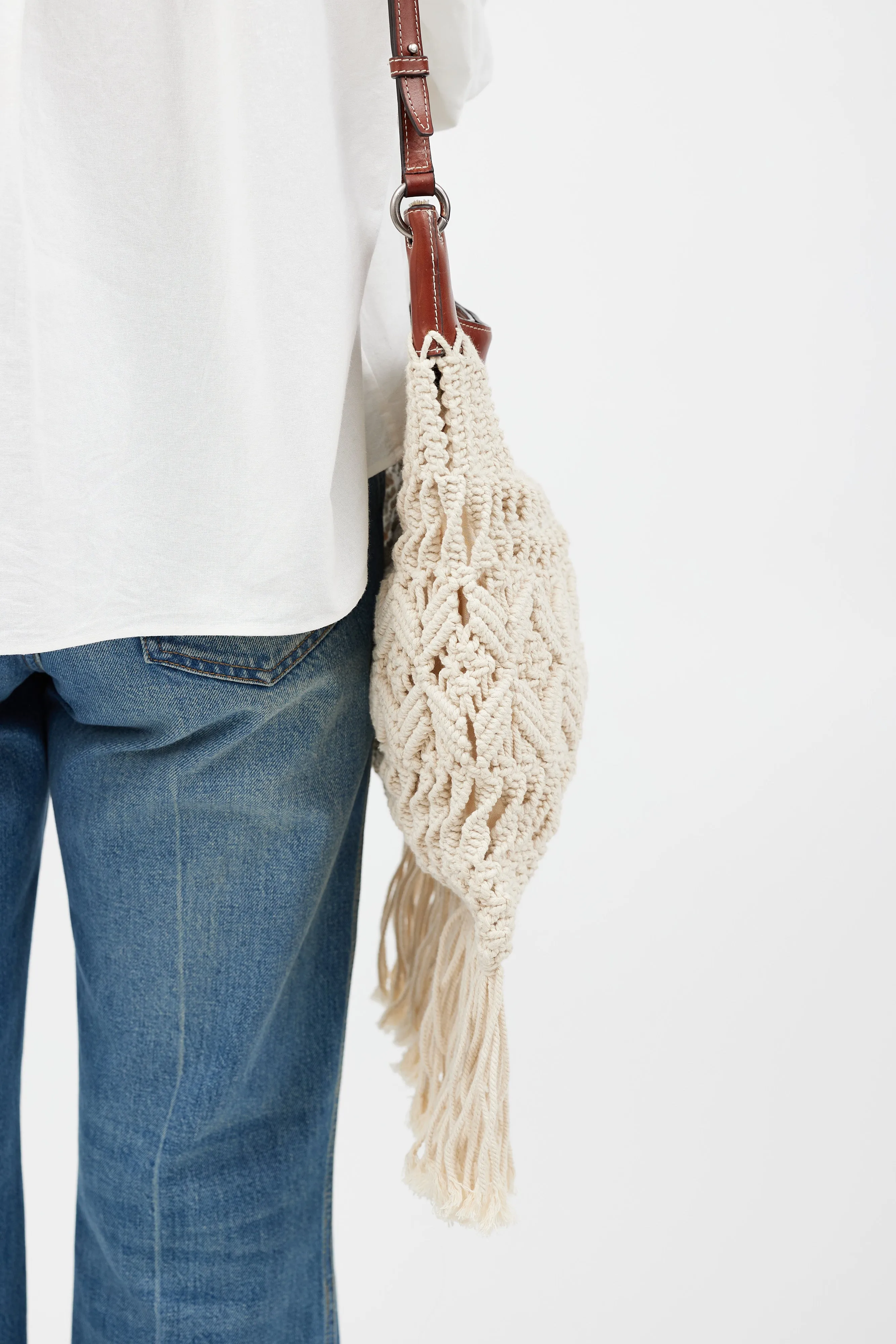 Cream & Brown Teomia Macrame Bag