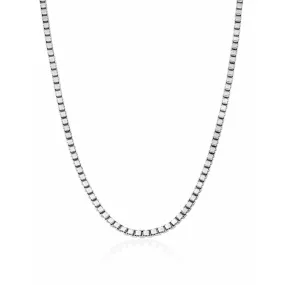 CRISLU Mens 24" Matte Box Chain Necklace In Pure Platinum