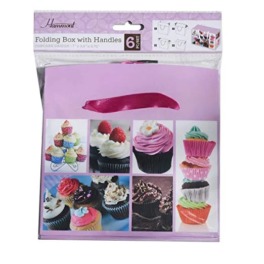 Cupcake Design Paper Gift Bag Box 12 Pack 7"x 3.5"x 4.75"