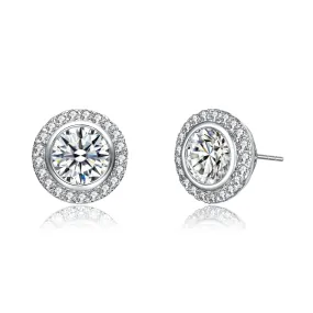 CZ Sterling Silver Rhodium Plated Round Last Pair Earrings