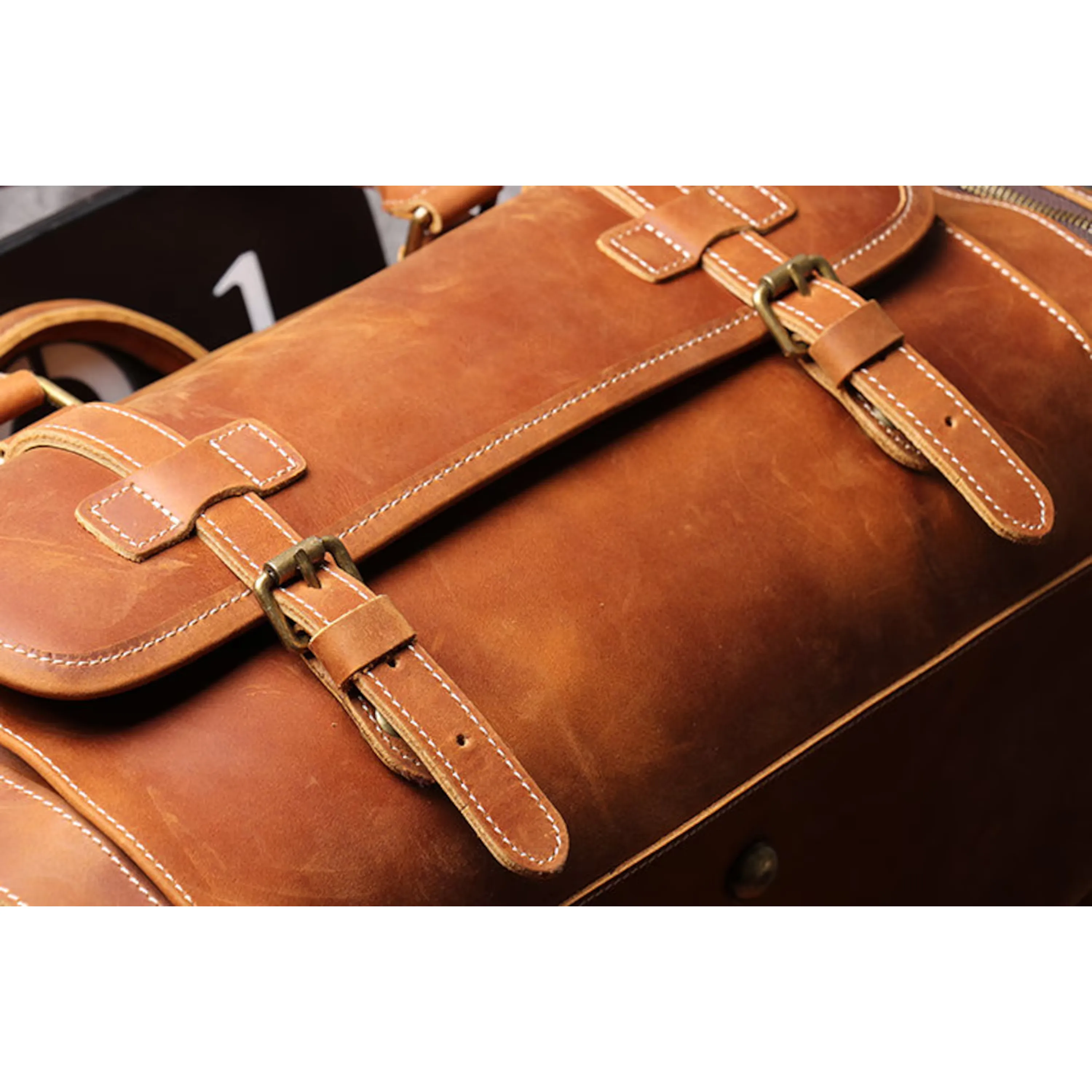 Dazzlo Leather Weekender Duffle Bag with Shoe Compartment - Vintage Brown - 22"/24"/26"/28"